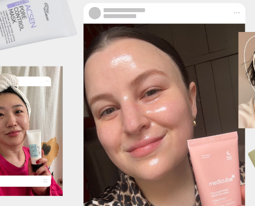 Confidence boosting skin products cover photo collage