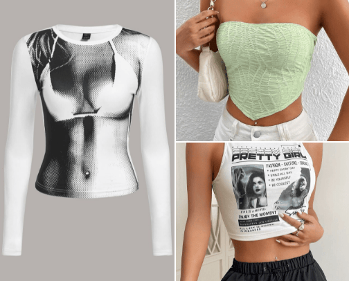Clothes (crop-tops under 10$) cover photo collage