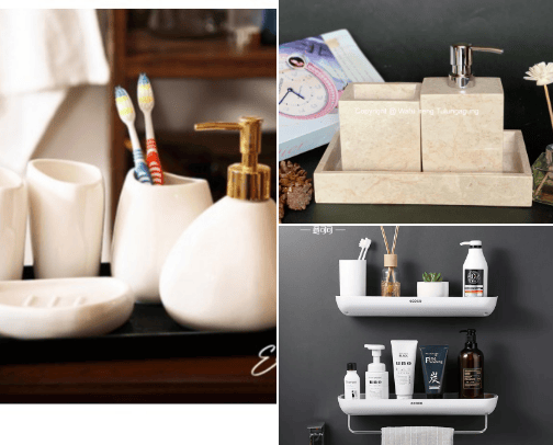 Bathroom accessories cover photo collage