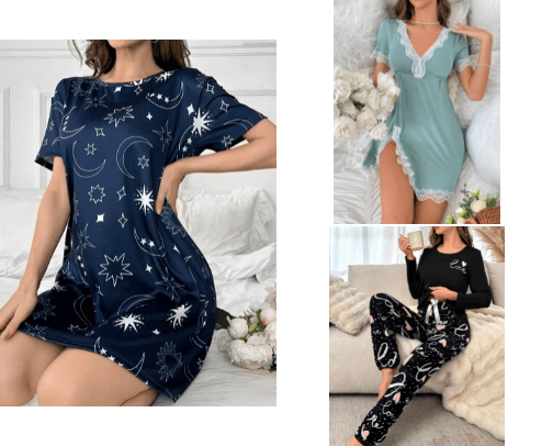 Pajamas sets and Sleepwear cover photo collage