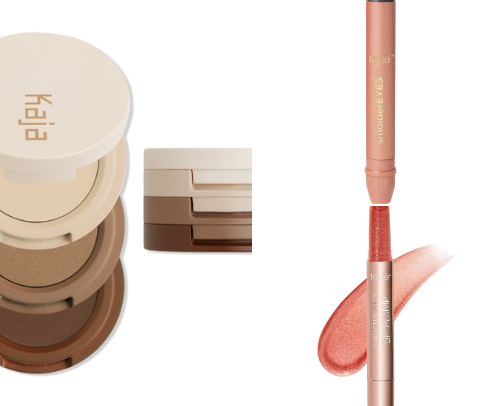 Nude makeup hues for fall cover photo collage