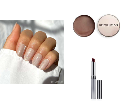 Nude makeup hues for fall cover photo collage