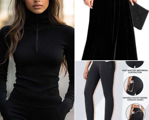 Total Black Look cover photo collage