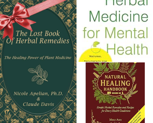 Herbal remedy books cover photo collage