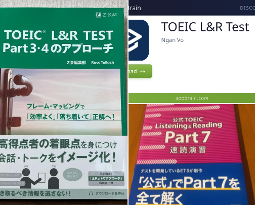 Download - TOEIC(R) L & R Part 3 & 4 guide cover photo collage