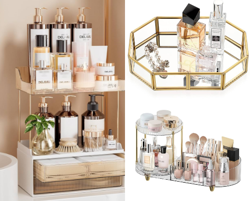 Vanity desk organization cover photo collage