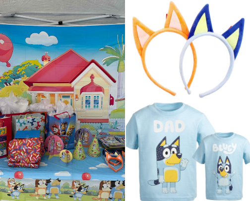 Bluey birthday party cover photo collage