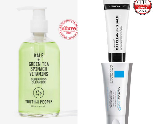 Holy grail skincare products cover photo collage