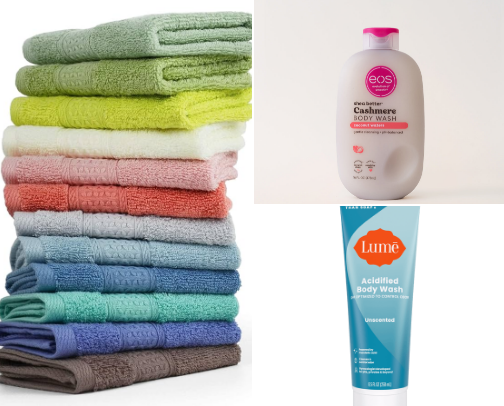 products i’m using in my current shower routine cover photo collage