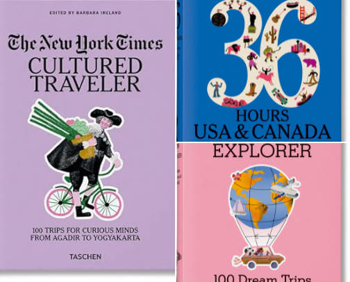 Free PDF - The New York Times. Cultured Traveler. 100 Trips for Curious Minds from Agadir to Yogyakarta (Sourcebook) inspiration guide cover photo collage