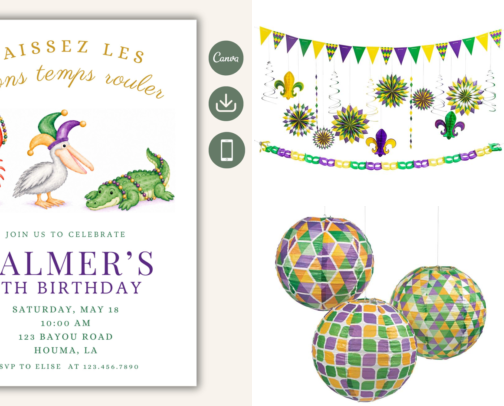 Mardi Gras Birthday Party Ideas 💜💚💛 cover photo collage