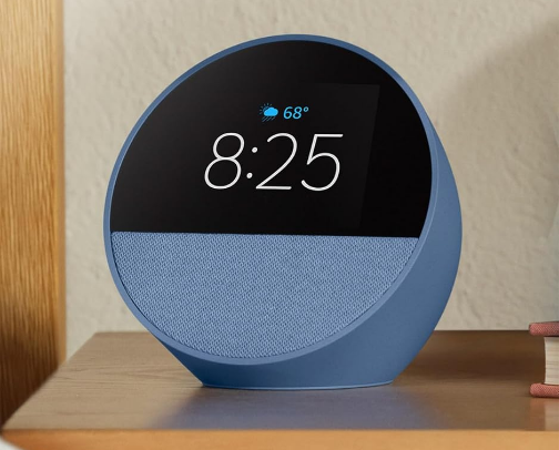 Amazon Echo Spot (newest model), Great for nightstands, offices and kitchens cover photo collage
