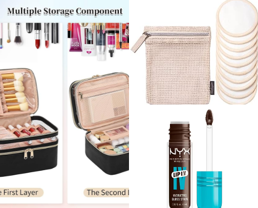 Essentials in My Travel Makeup Bag cover photo collage