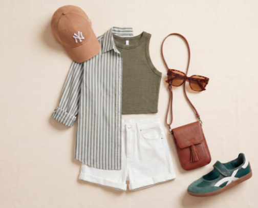 Olive & White Casual Summer Outfit cover photo collage
