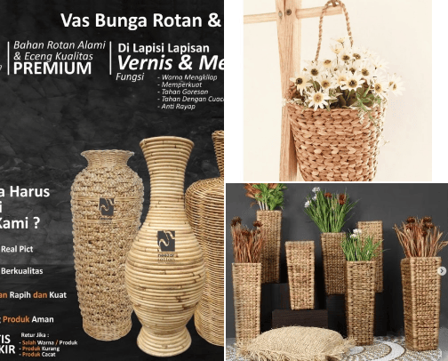 Rekomendasi vas bunga Eceng Gondok dan Rotan cover photo collage