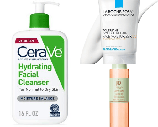 Products for normal skin cover photo collage