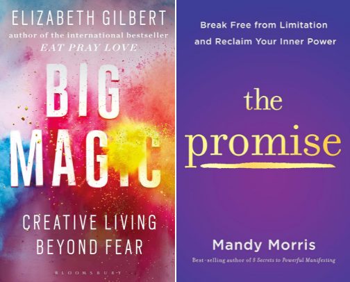 Books I listen to on Manifesting. cover photo collage