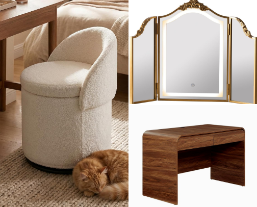 Makeup Vanity desk inspo cover photo collage