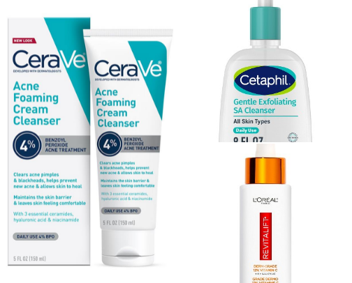 Skincare I swear by for acne prone skin! cover photo collage