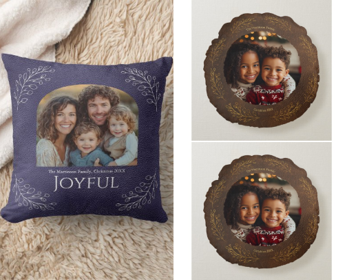 Photo Template Christmas Ornaments and Pillows cover photo collage