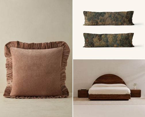 Moody organic bedroom idea cover photo collage