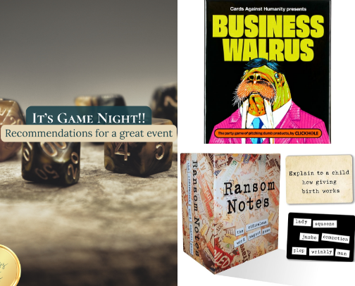 It's Game Night: Recommendations for a great event cover photo collage
