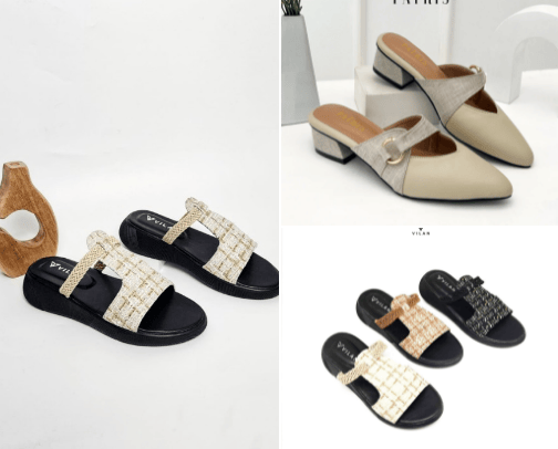 women sandals cover photo collage
