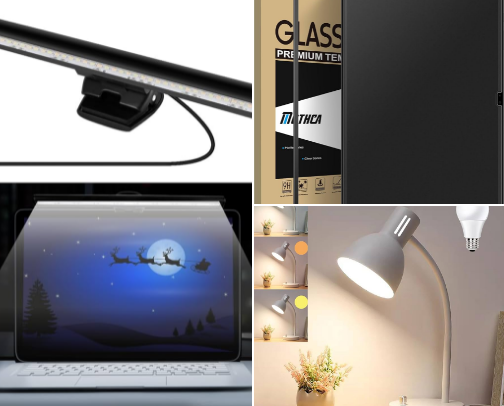 WFH Eye Strain & Screen Light Fixes to Eliminate End-of-Day Headaches cover photo collage