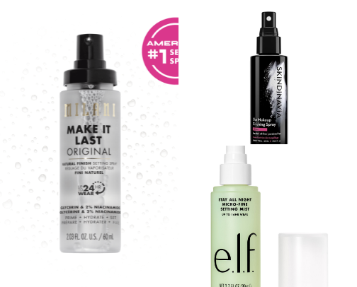 Setting powders and sprays cover photo collage