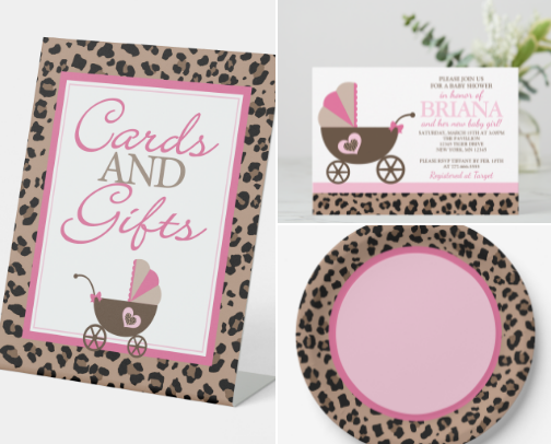 Leopard and Pink Baby Shower Ideas & Supplies cover photo collage