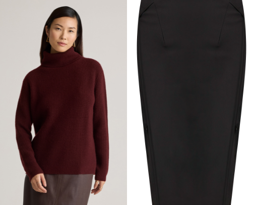 MIDI SKIRT, MAJOR MOOD (BURGUNDY + CHARCOAL) cover photo collage