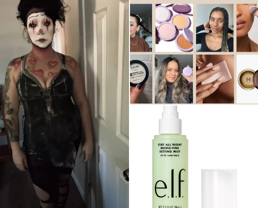 Candy clown Halloween costume and makeup cover photo collage