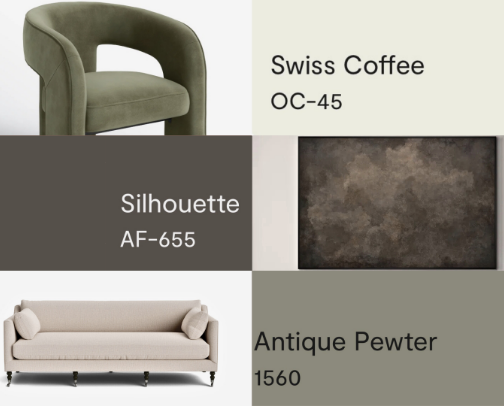 The Morning Mist Home Edit: Styling Swiss Coffee, Antique Pewter, and Silhouette cover photo collage