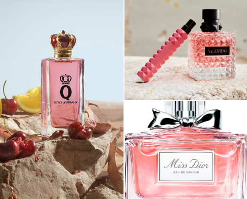 "A fragrance that conquers – find your perfect note!" cover photo collage