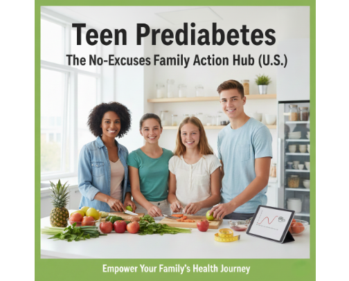Teen Prediabetes: The No‑Excuses Family Action Hub (U.S.) cover photo collage