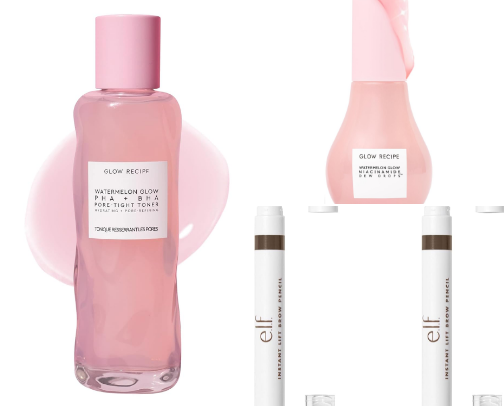 Makeup and skin care products cover photo collage
