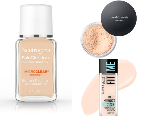 Acne friendly makeup products cover photo collage