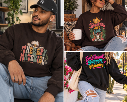 Dark Humor Mental Health Sweatshirts cover photo collage