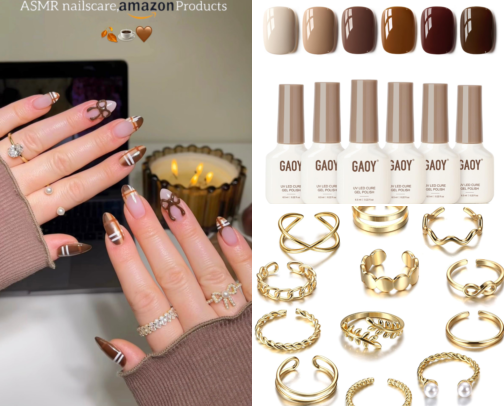 Brown nails cover photo collage