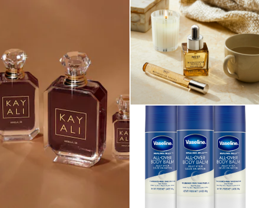 Vanilla Girly Perfume Essentials 🍦🍨🤍 cover photo collage