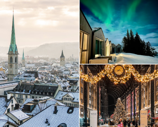 ✈️ Places I dreamt of visiting in winter ⛄ cover photo collage