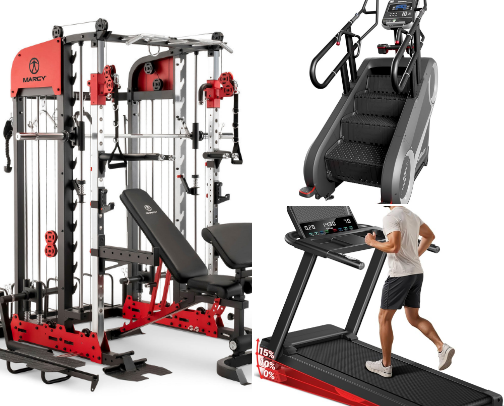Workout gear and machines cover photo collage