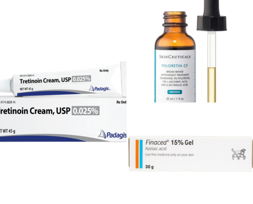 My skincare routine for hyperpigmentation, dark spots, acne & healthy aging cover photo collage
