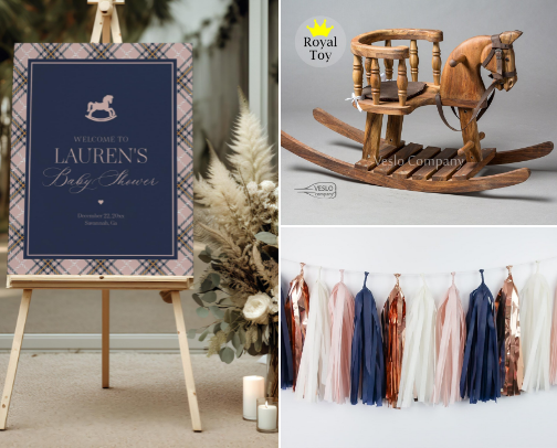 Classic Pink Rocking Horse Party cover photo collage