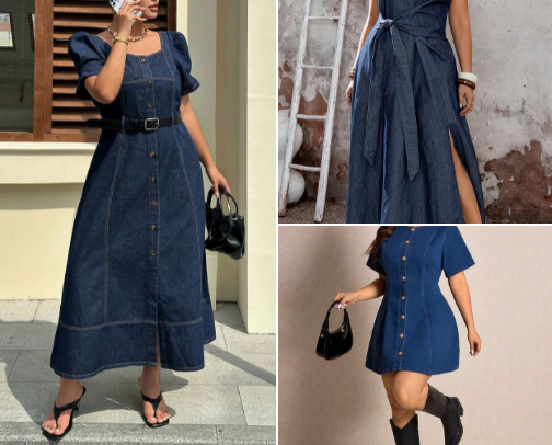 Denim dresses for plus-size girlies (SHEIN Edition) cover photo collage