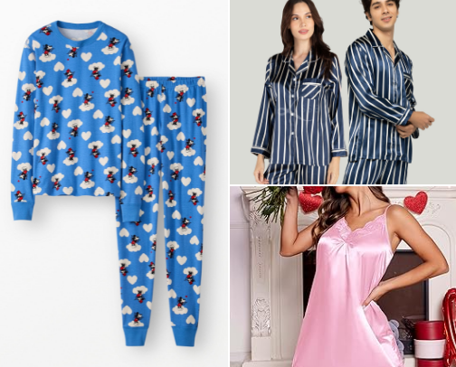 Night wear, pajamas, lingerie cover photo collage