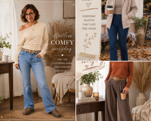 Comfortable, Affordable Fashion over 50 cover photo collage
