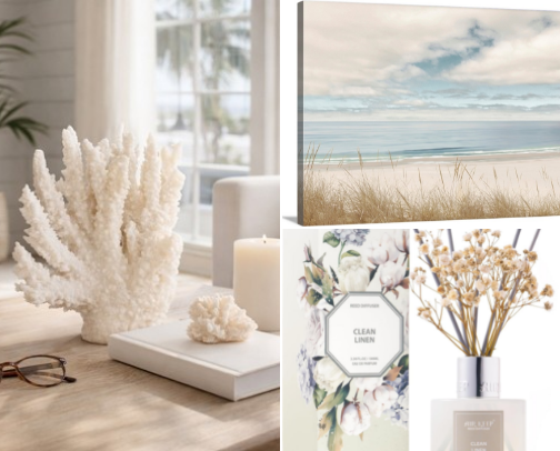 Coastal Beach Oasis Bathroom Must Haves cover photo collage