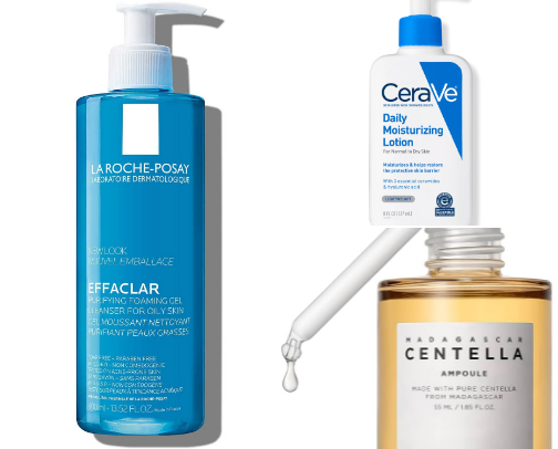 Holy grail acne prone and oily skin products ✨ cover photo collage