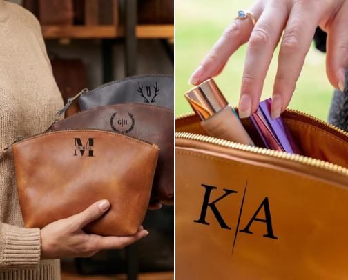 My Favorite Personalized Makeup Bags (And Exactly What I Stuff Them With!) cover photo collage